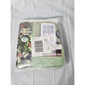 NEW Quaker Lace 1 Lighted Curtain Panel 40”x84” White Christmas Village